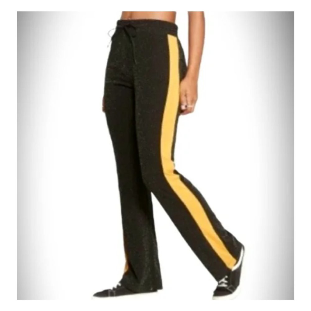 Wild Fable Black Yellow Sparkle Track Pants NWT Size Medium